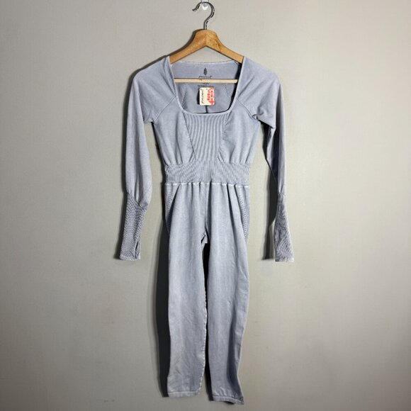 FP Movement Free People Good Karma Long Sleeve Jumpsuit Women's M/L Ice Gray NWT - Picture 4 of 16